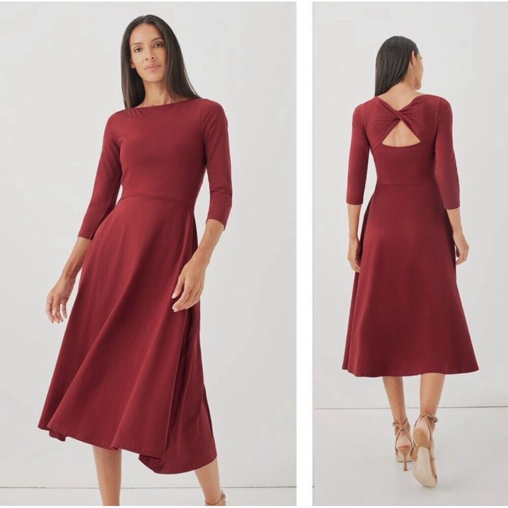Pact Women's Burgundy Flare Dress